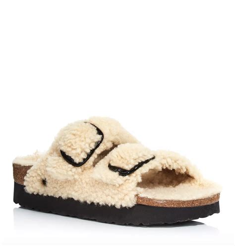 shearling slides for women